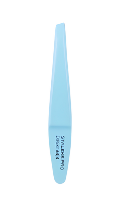 СТ TE-64/4 Пінцет для брів (вузькі скошені кромки) голубий